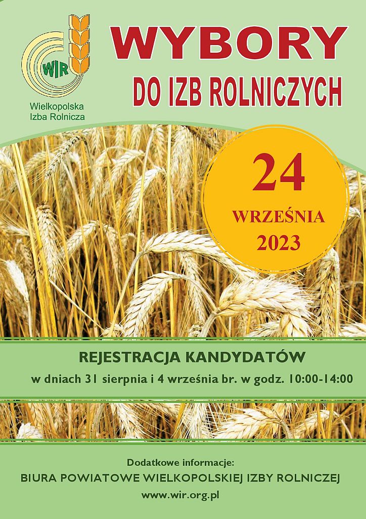 Informacja w sprawie wyborów do Izb Rolniczych ogłoszonych na dzień 24.09.2023r. - plakat